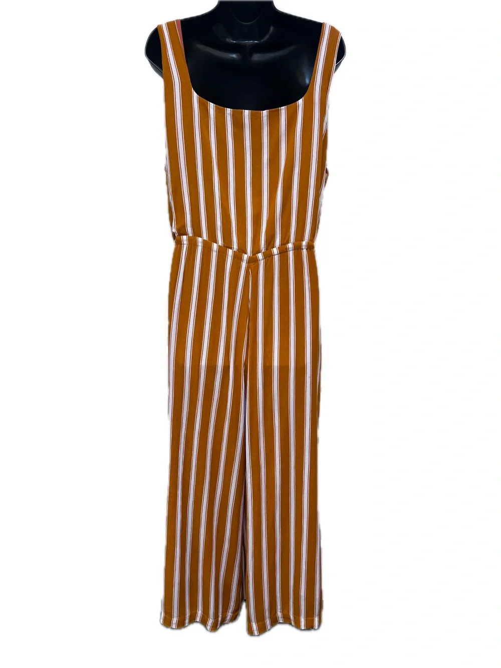 Lulus XL Orange White Stripe Sleeveless Tie Waist Romper